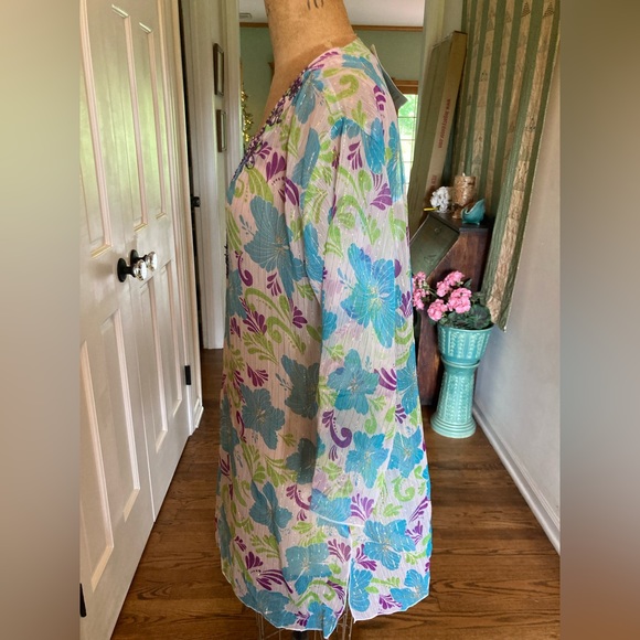 NWT Sheer Bathing Suit Coverup Beach Pool Coverup L/XL GORGEOUS 100% rayon - Picture 10 of 12